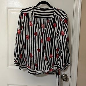 Wrap Shirt - Stripes and Floral